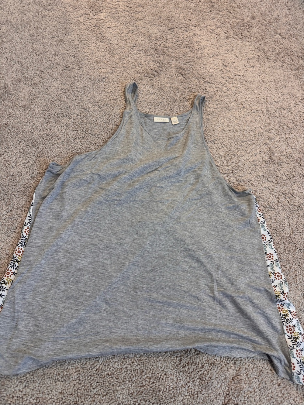 hinge Gray Tank Top with Floral Side Panels